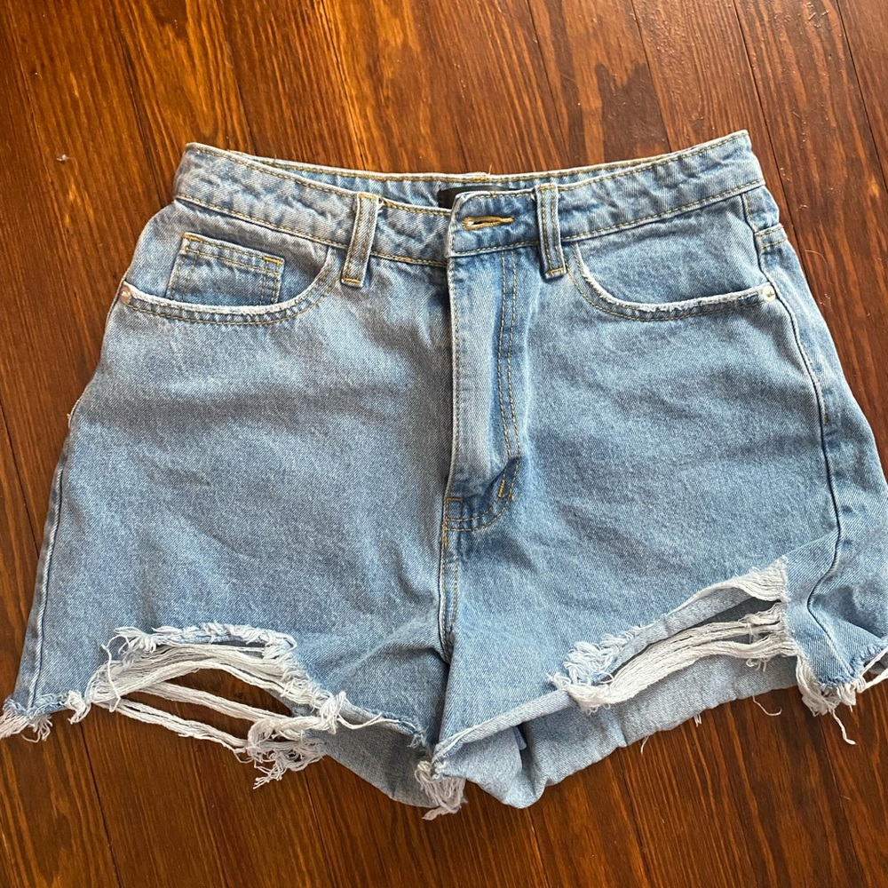 High waisted denim shorts